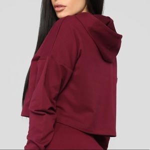 **5/$30 SALE** Fashion Nova Crop Hoodie” burgundy